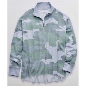 New! [Aerie] Sunday Soft 1/4 Zip Camo Pullover